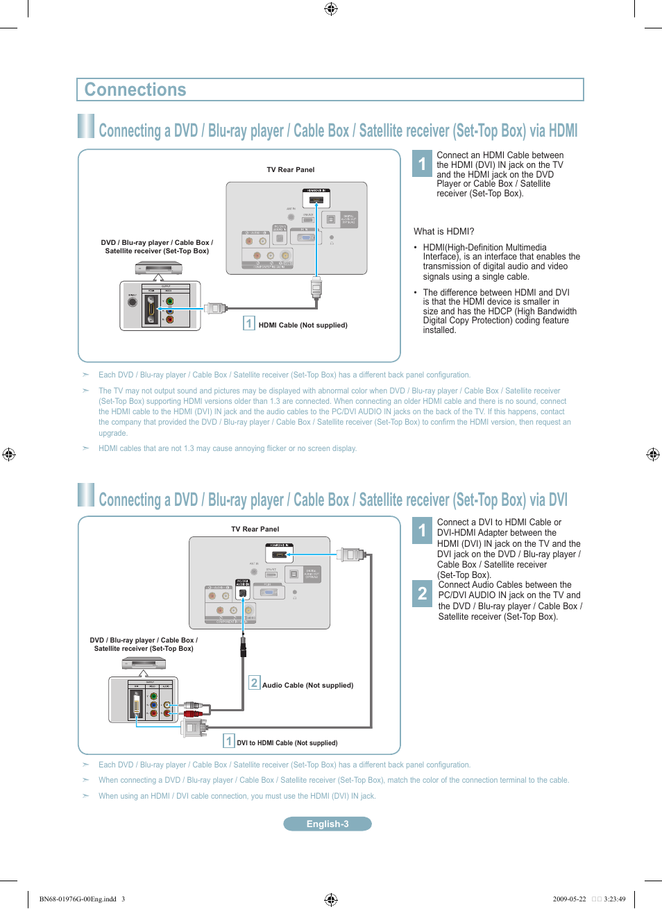 Connections | Samsung LN22B350F2DXZA User Manual | Page 3 / 14