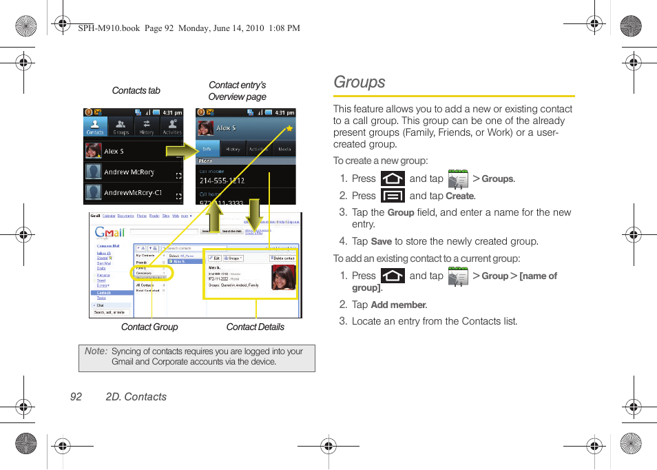 Groups | Samsung SPH-M910ZIASPR User Manual | Page 106 / 233