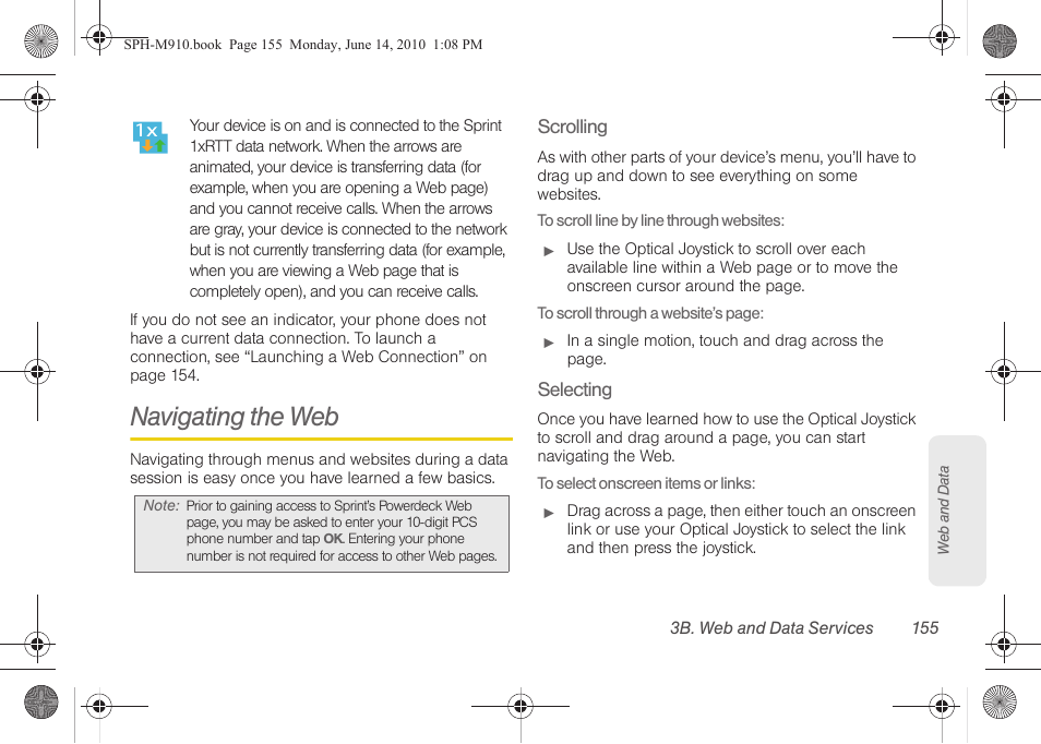 Navigating the web | Samsung SPH-M910ZIASPR User Manual | Page 169 / 233