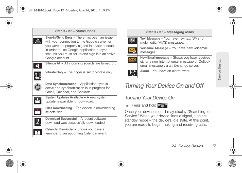 Turning your device on and off, Turning your device on | Samsung SPH-M910ZIASPR User Manual | Page 31 / 233