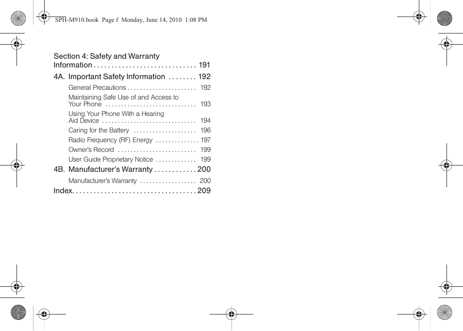 Samsung SPH-M910ZIASPR User Manual | Page 6 / 233