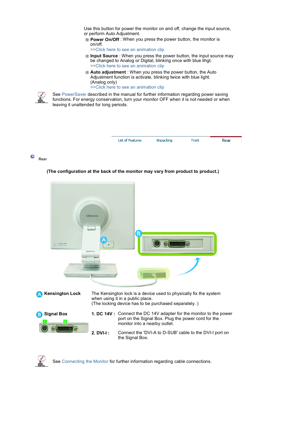 Rear | Samsung LS19VDPXHQ-XAA User Manual | Page 12 / 56