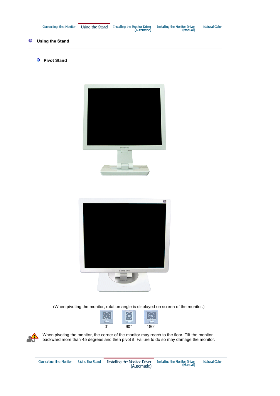 Using the stand | Samsung LS19VDPXHQ-XAA User Manual | Page 14 / 56