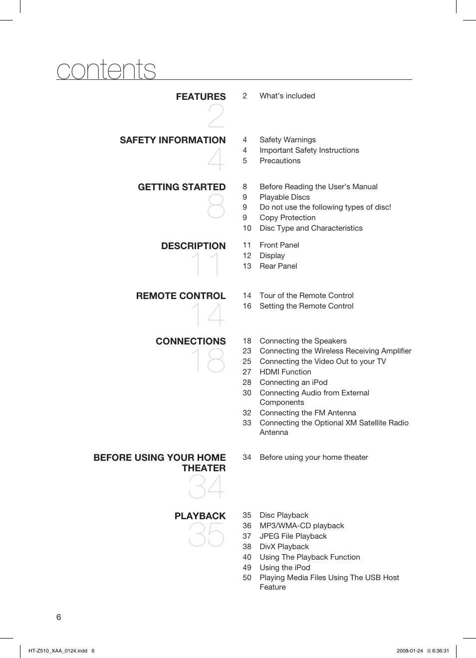 Samsung HT-Z510T-XAA User Manual | Page 8 / 79