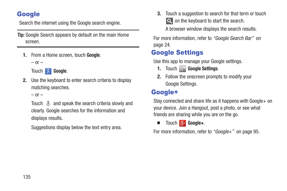 Google, Google settings, Google google settings google | Samsung SGH-I527ZKBATT User Manual | Page 142 / 228