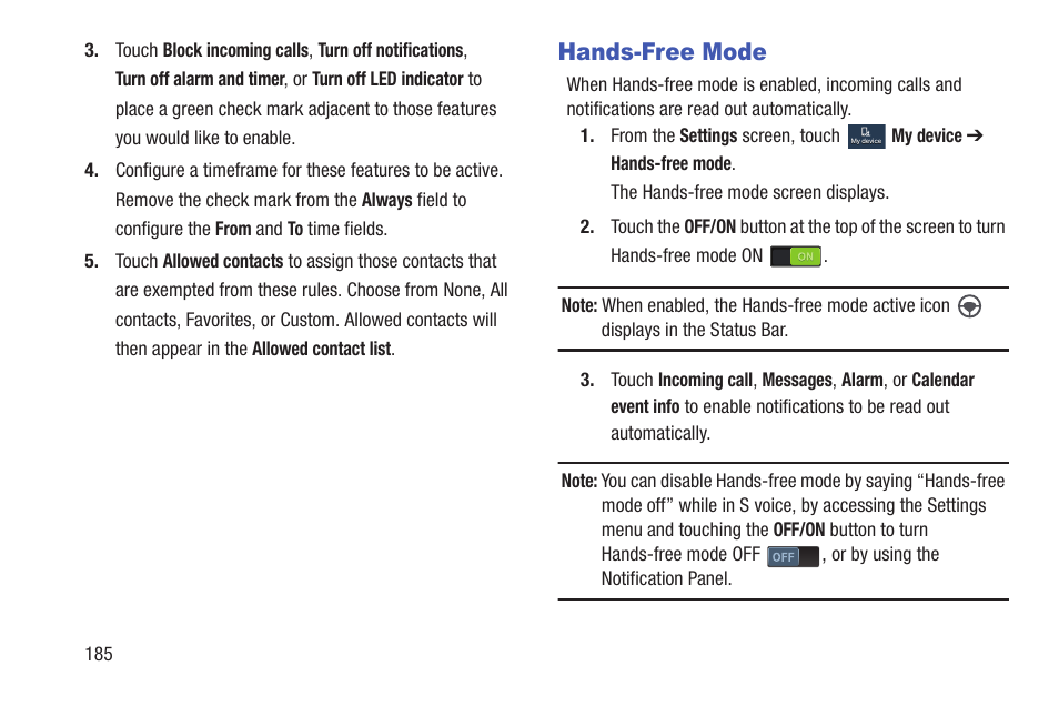 Hands-free mode | Samsung SGH-I527ZKBATT User Manual | Page 192 / 228