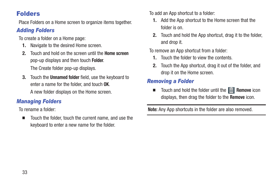 Folders, For more | Samsung SGH-I527ZKBATT User Manual | Page 40 / 228