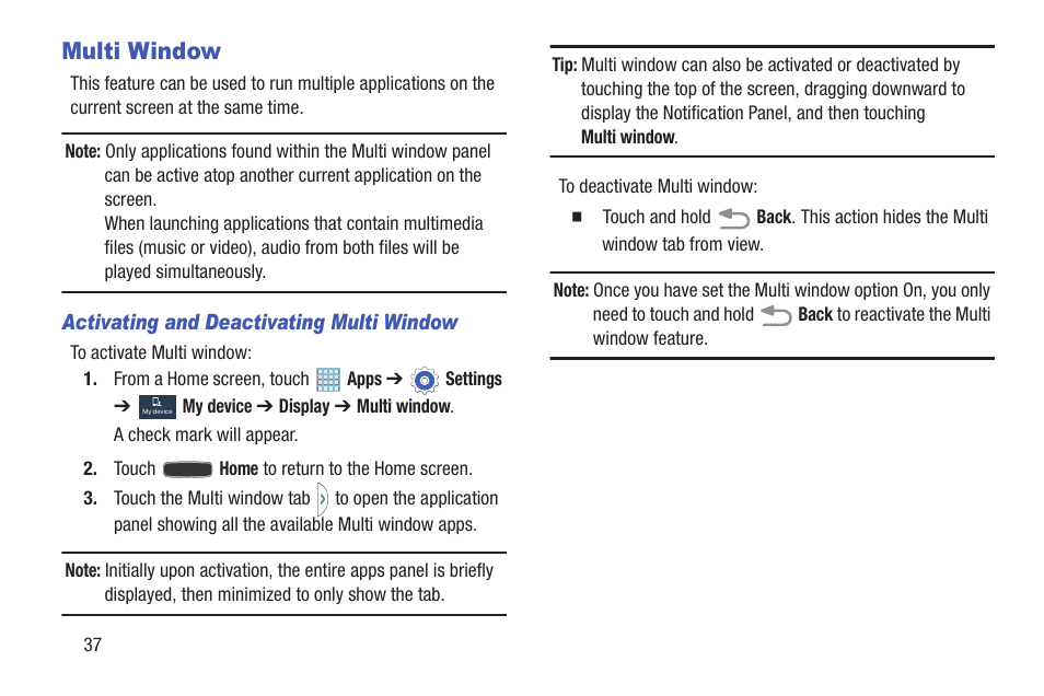 Multi window | Samsung SGH-I527ZKBATT User Manual | Page 44 / 228