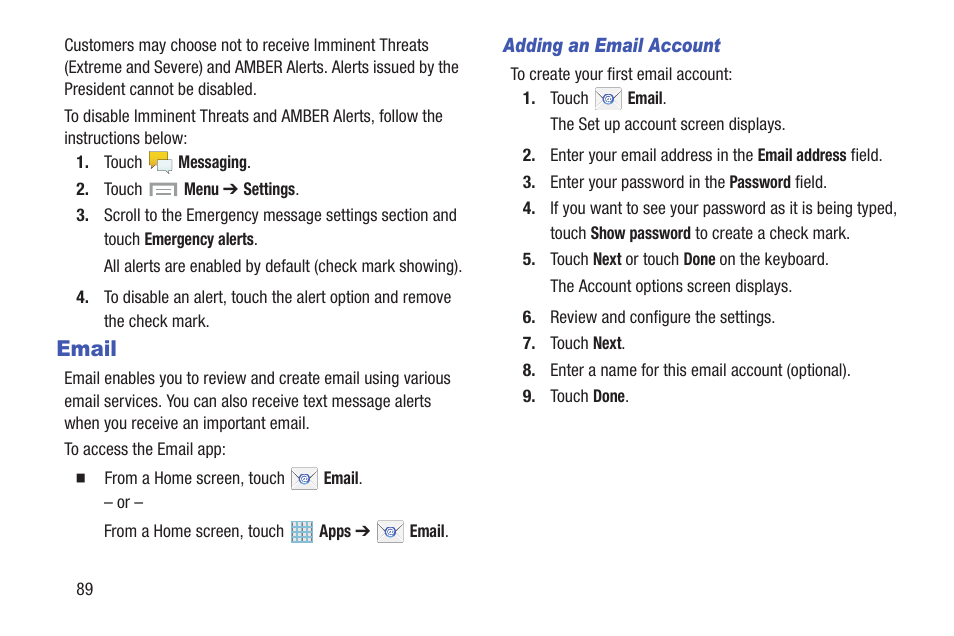 Email | Samsung SGH-I527ZKBATT User Manual | Page 96 / 228