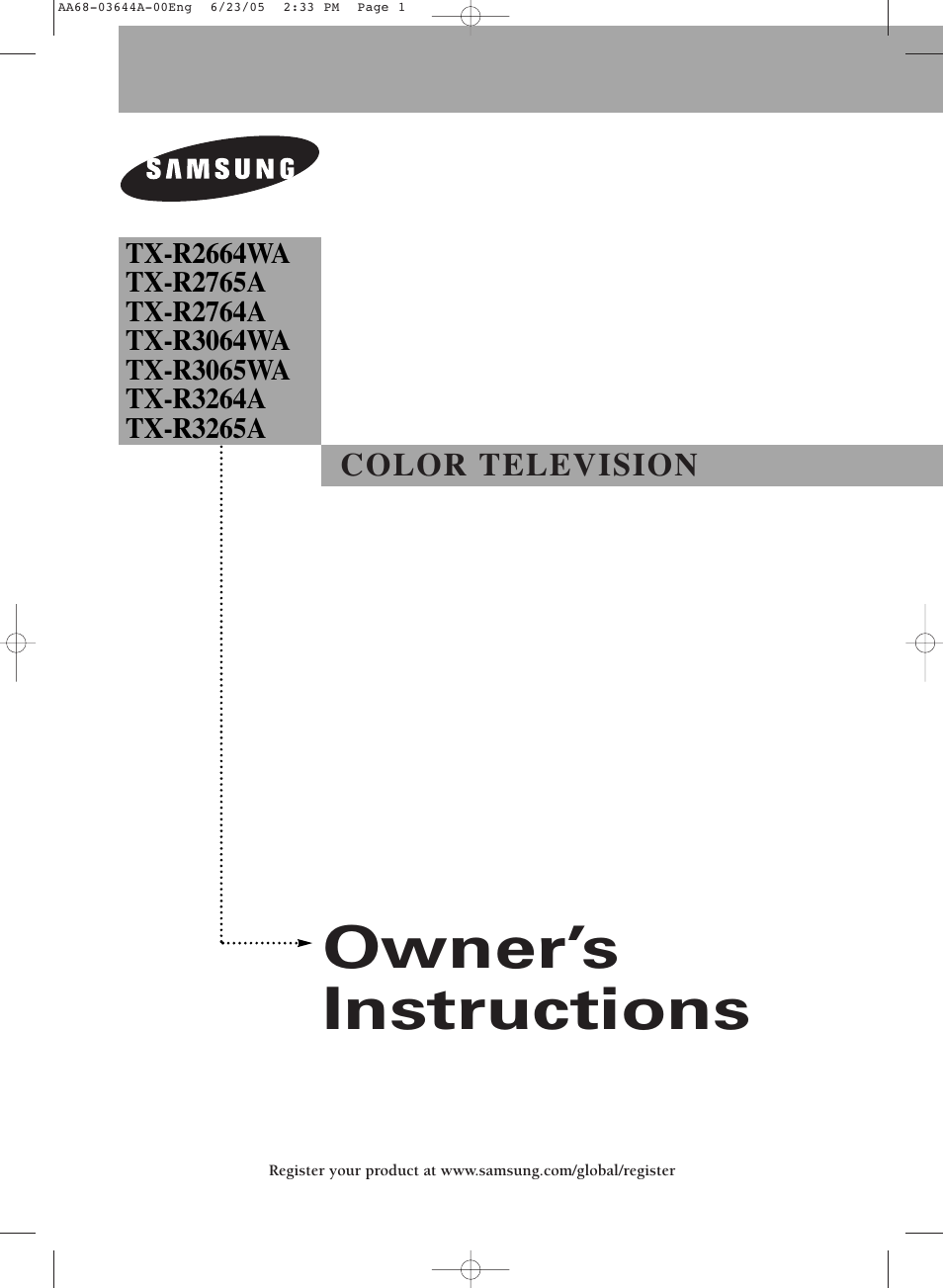 Samsung TXR2765X-XAA User Manual | 68 pages