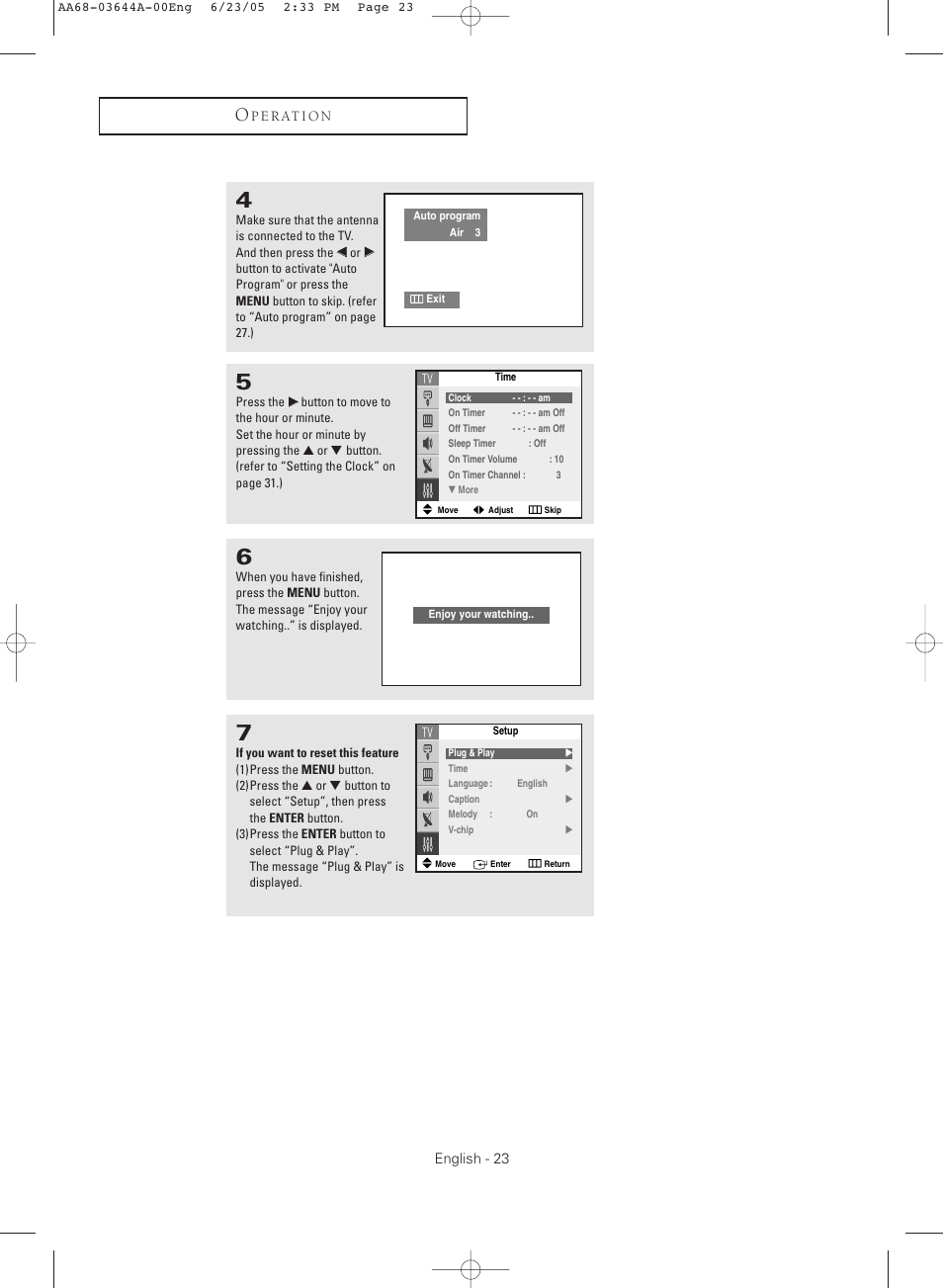 Samsung TXR2765X-XAA User Manual | Page 23 / 68