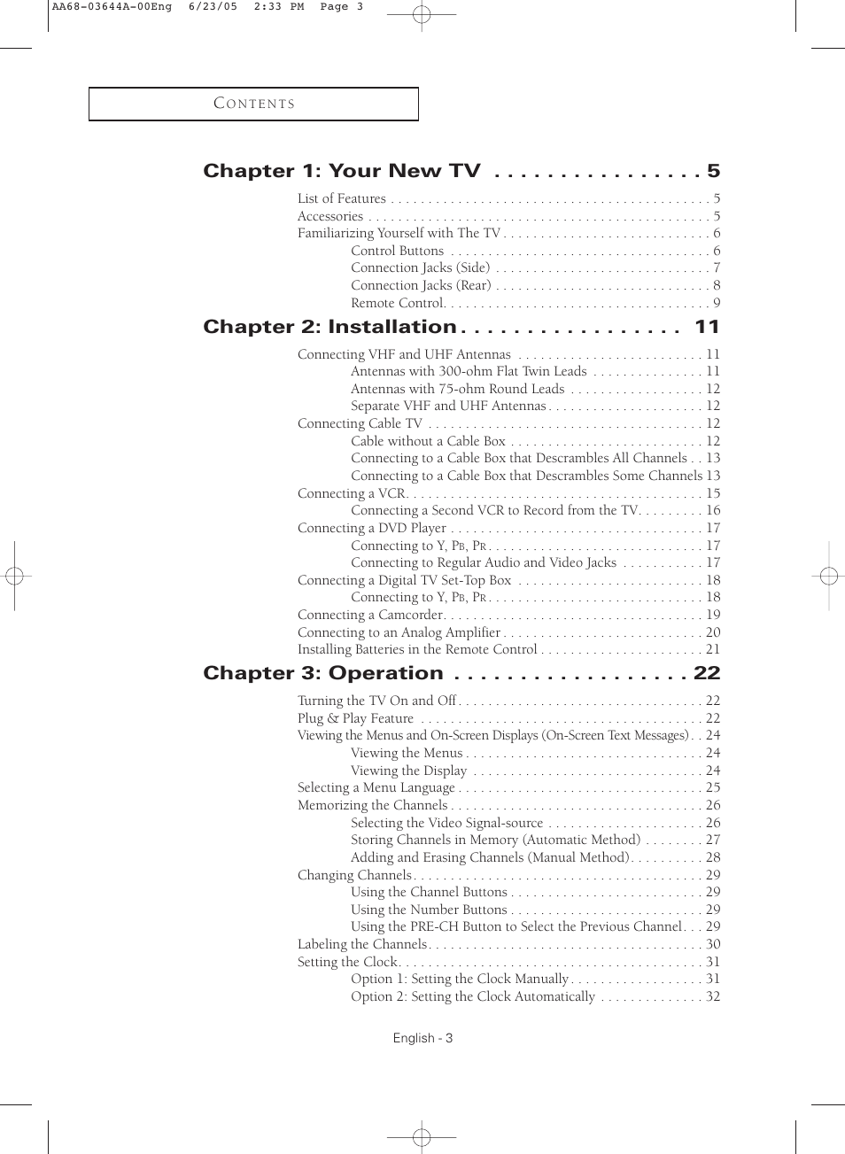 Samsung TXR2765X-XAA User Manual | Page 3 / 68