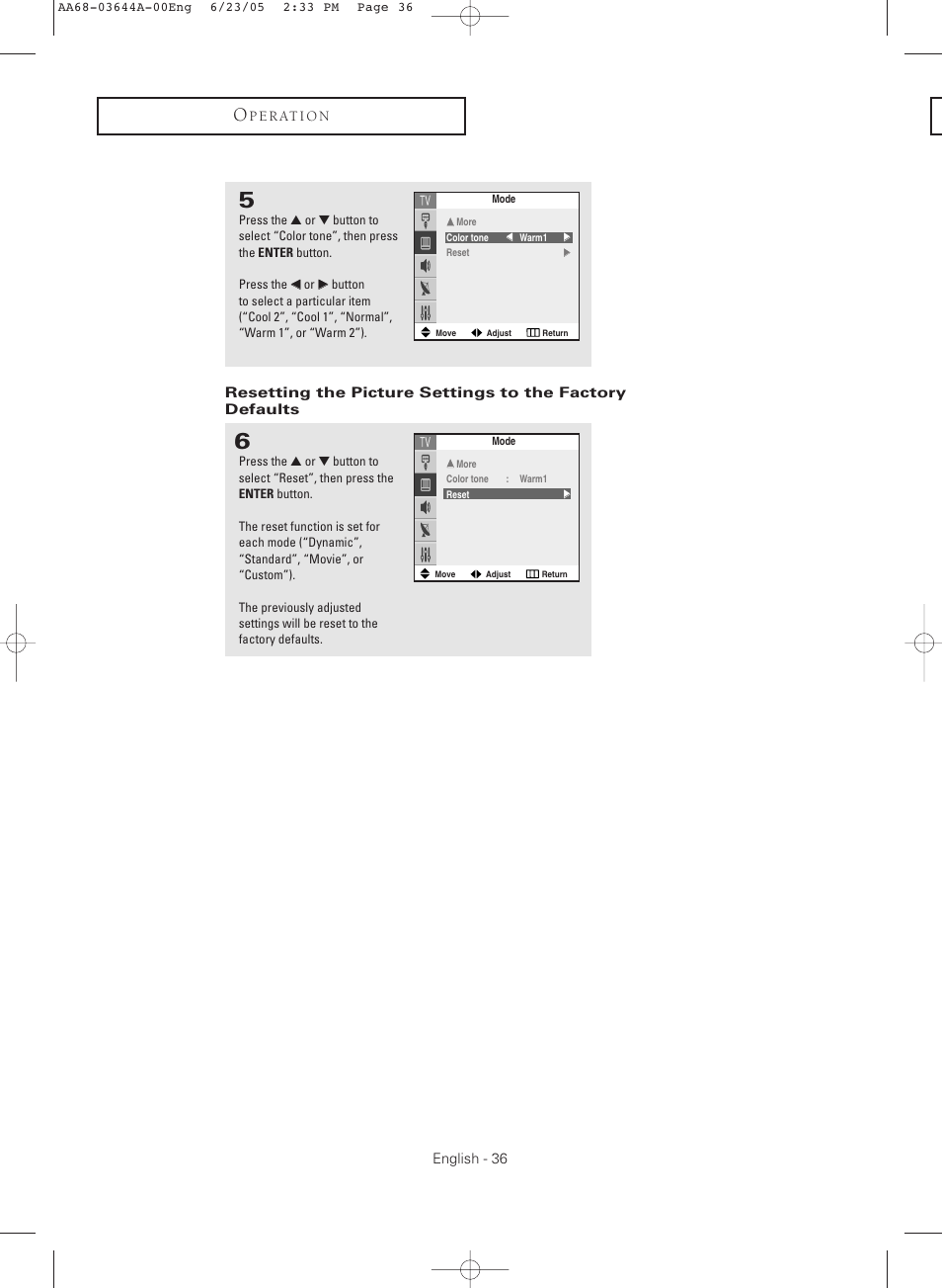 Samsung TXR2765X-XAA User Manual | Page 36 / 68