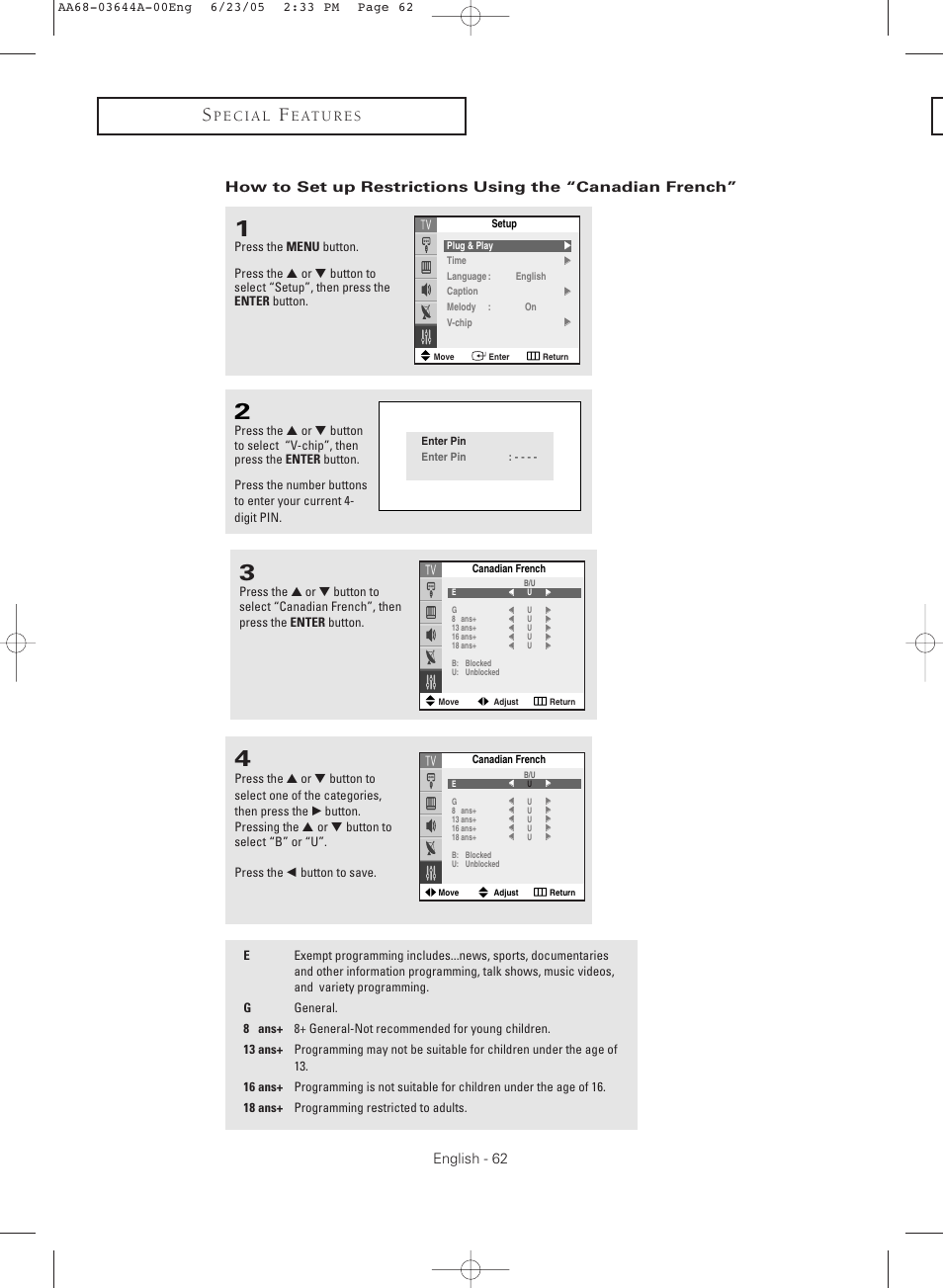 Samsung TXR2765X-XAA User Manual | Page 62 / 68