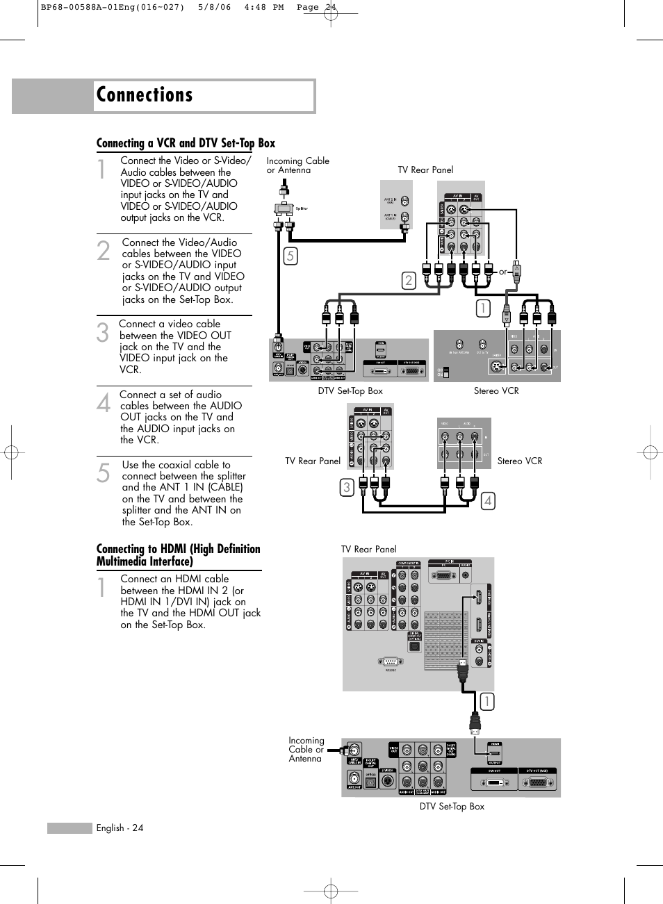 Connections | Samsung HLS5687WX-XAC User Manual | Page 24 / 132