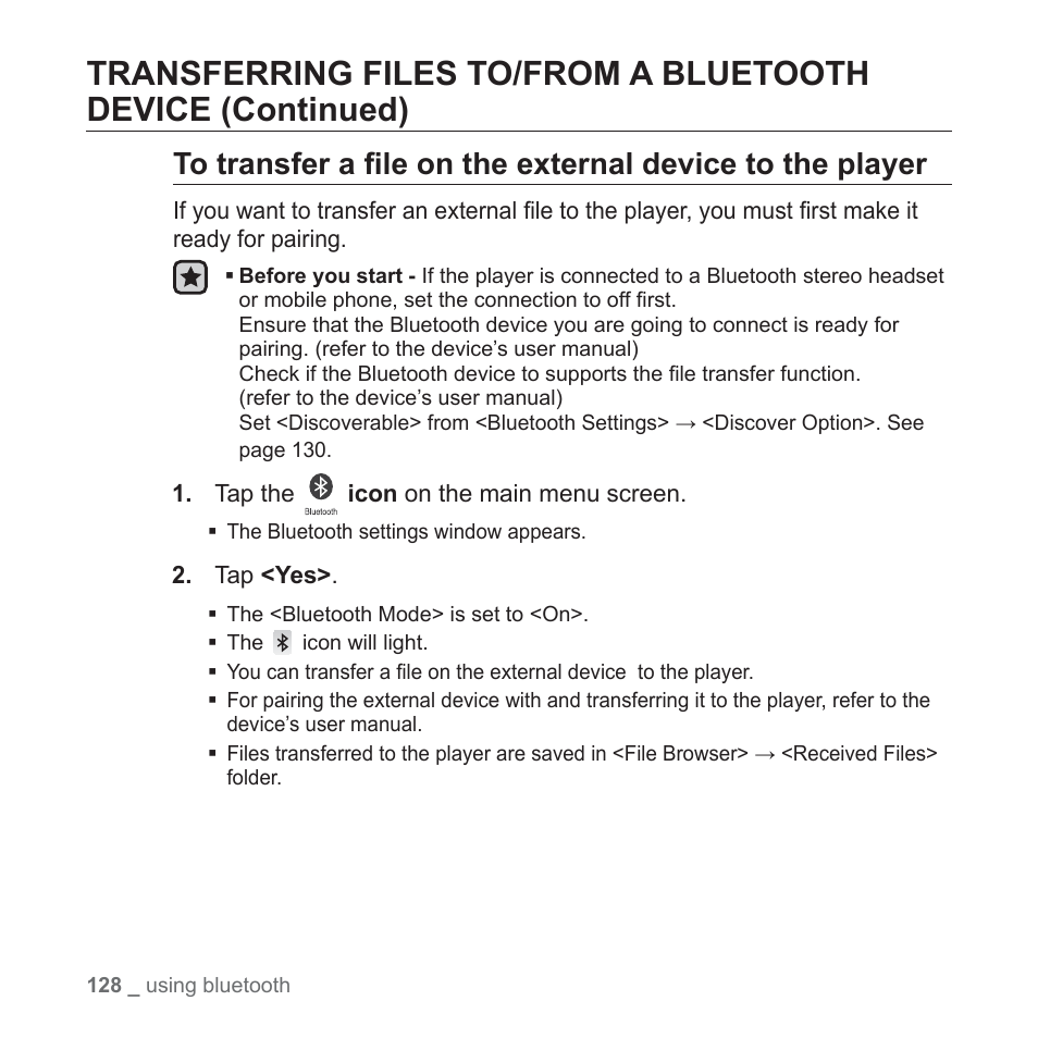 Samsung YP-P2JCB-XAA User Manual | Page 128 / 146