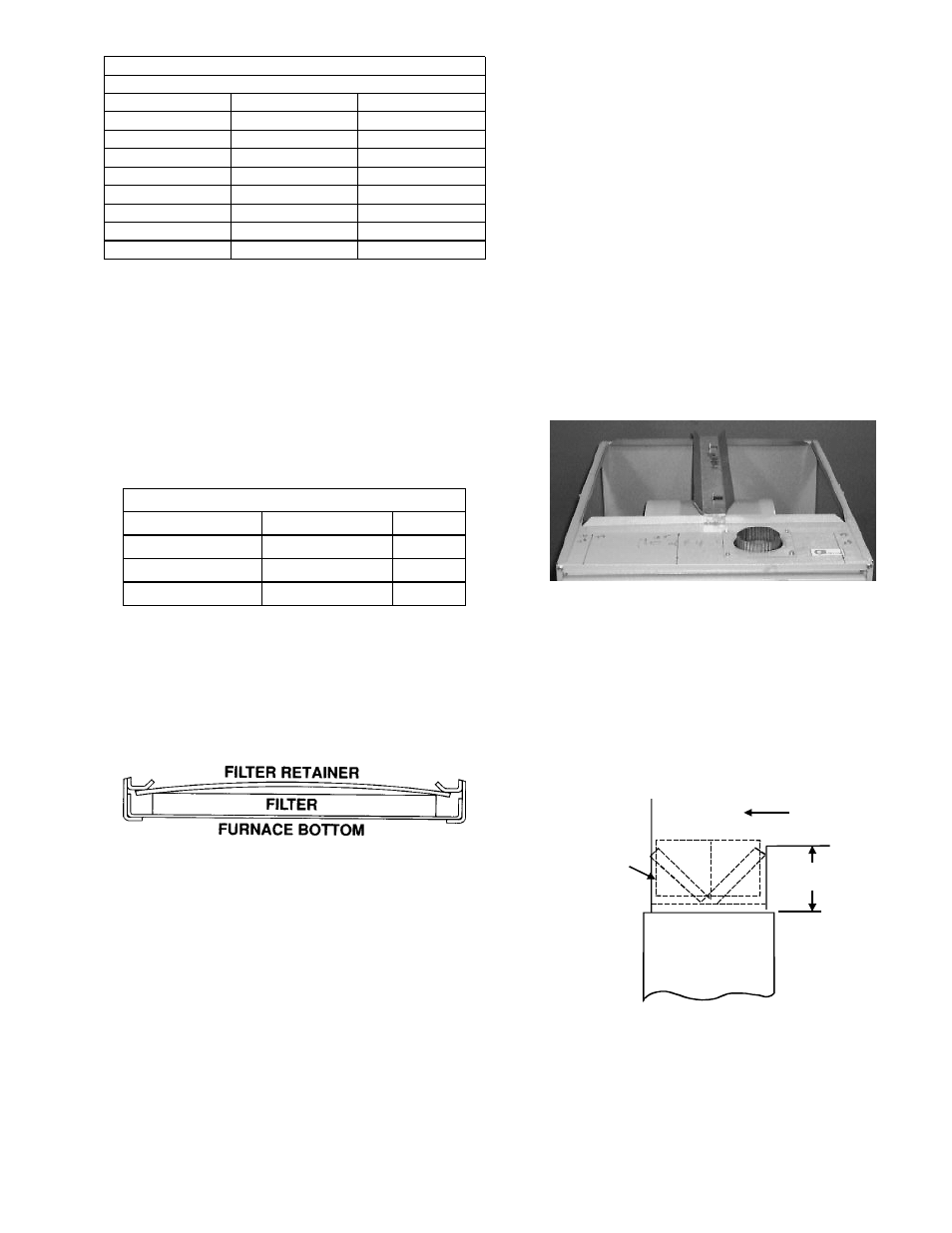 Figure 25 upflow/horizontal furnaces, Figure 26 bottom return filter sizes, Figure 27 filter retainer | Figure 28 furnace mounted filter rack, Figure 29 return air plenum installation | Amana VR8205 User Manual | Page 19 / 29