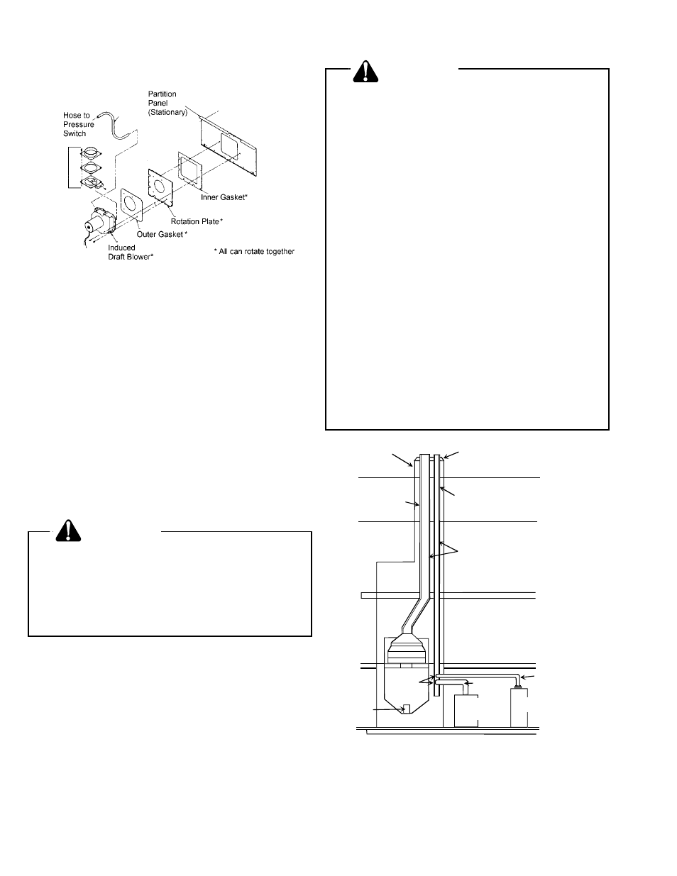 V. masonry chimneys, Warning, V. masonry chimneys warning | Figure 7 blower assembly, Figure 8 typical multiple flue clay tile chimney | Amana VR8205 User Manual | Page 8 / 29