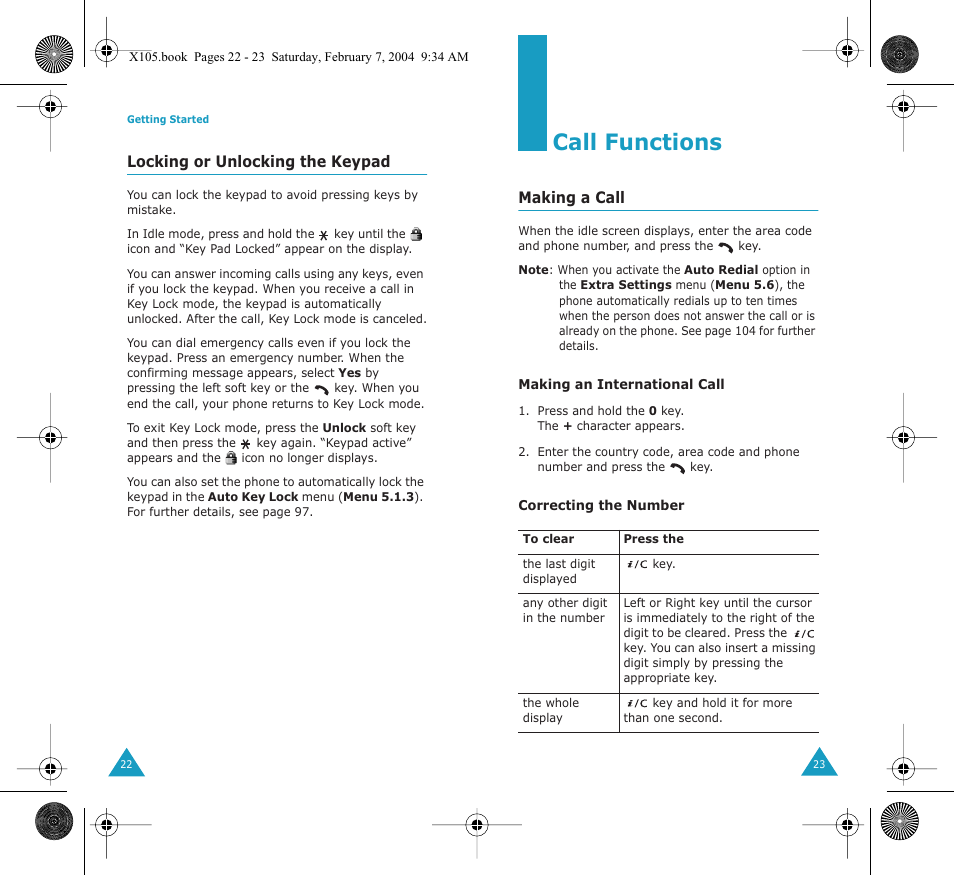 Call functions | Samsung SGH-X105NBATMB User Manual | Page 13 / 82