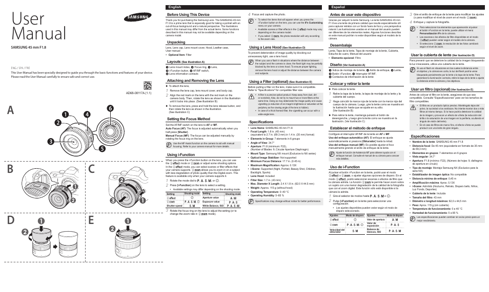 Samsung EX-S45ANB-US User Manual | 2 pages