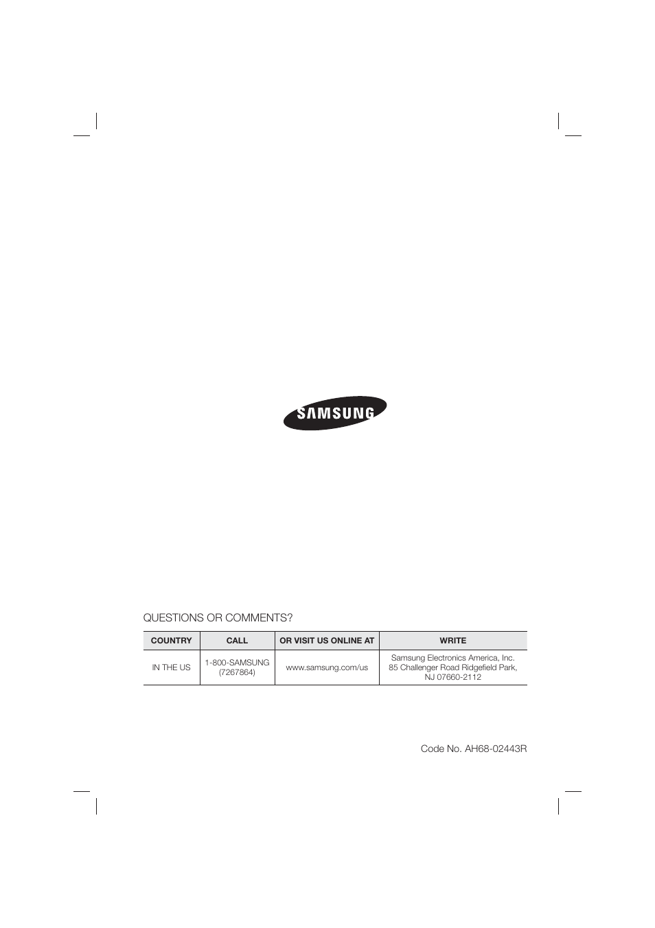 Questions or comments | Samsung HT-E550-ZA User Manual | Page 45 / 45