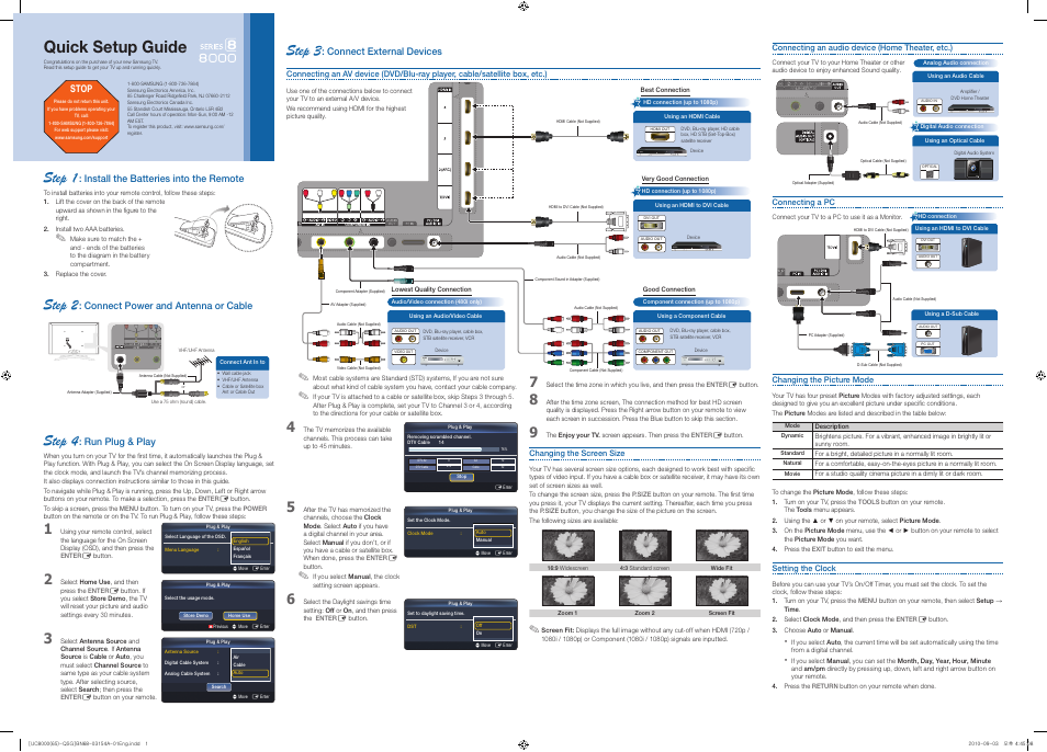 Samsung UN65C8000XFXZA User Manual | 2 pages
