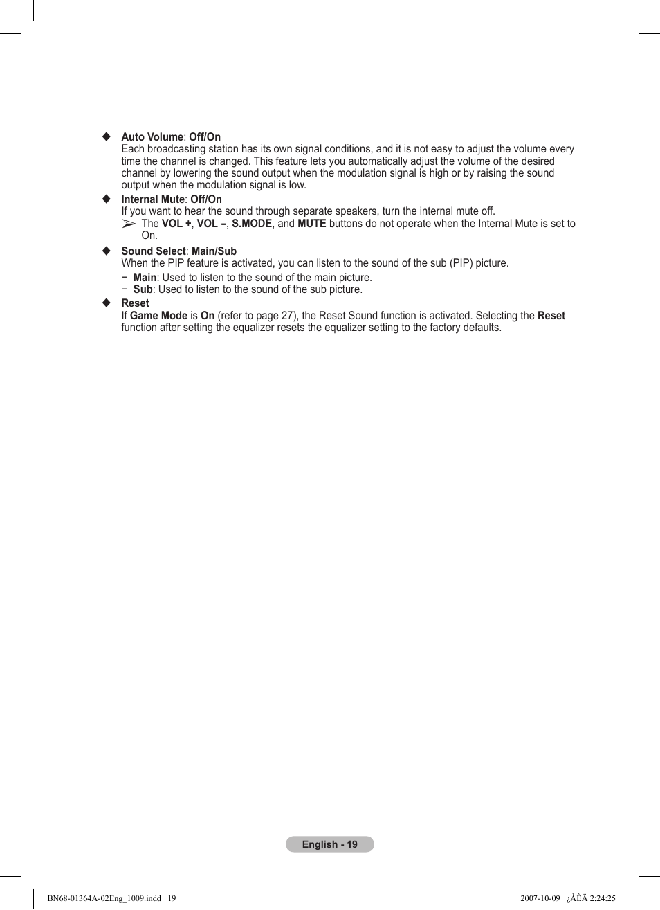 Samsung LS57BPHNBG-ZA User Manual | Page 19 / 40