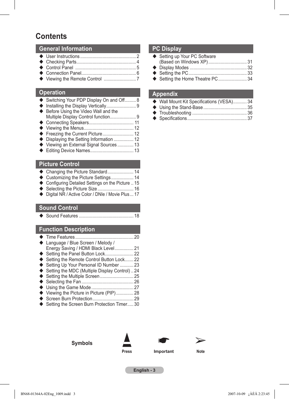 Samsung LS57BPHNBG-ZA User Manual | Page 3 / 40