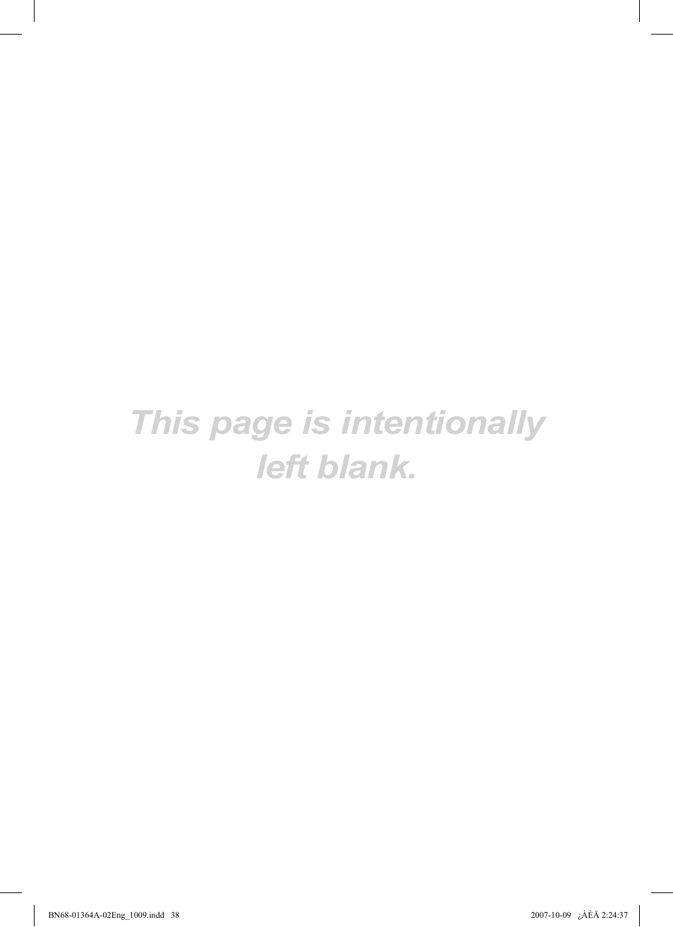 This page is intentionally left blank | Samsung LS57BPHNBG-ZA User Manual | Page 38 / 40