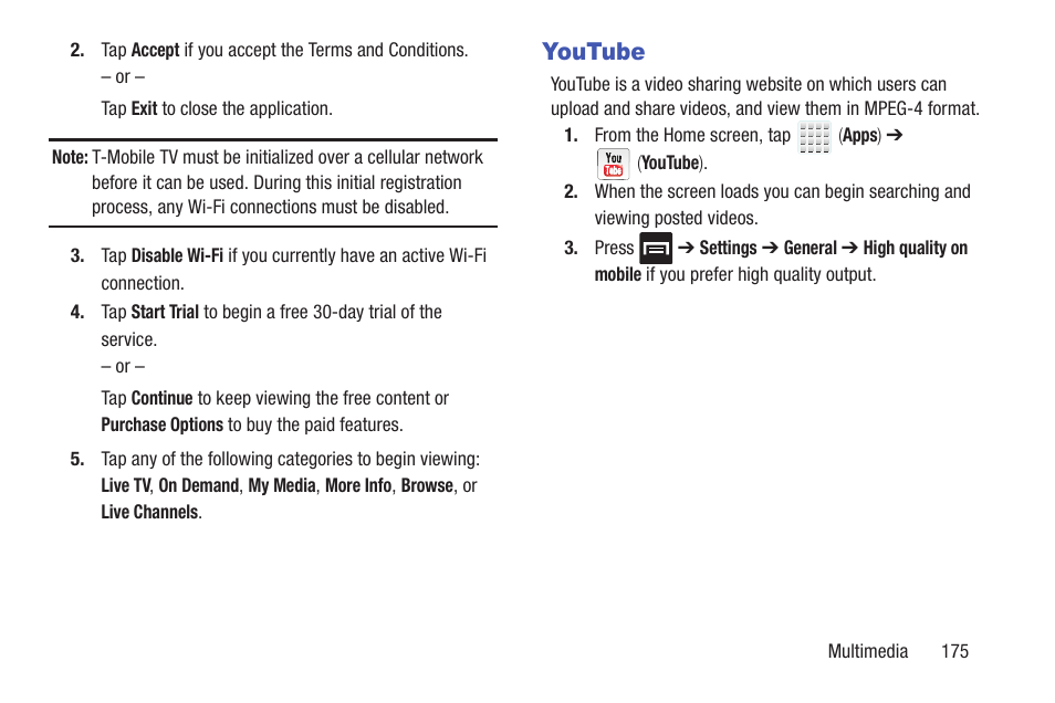 Youtube | Samsung SGH-T699DABTMB User Manual | Page 181 / 344