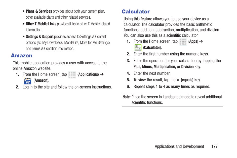 Amazon, Calculator, Amazon calculator | Samsung SGH-T699DABTMB User Manual | Page 183 / 344