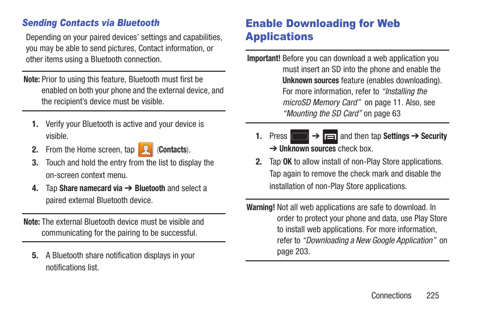 Enable downloading for web applications | Samsung SGH-T699DABTMB User Manual | Page 231 / 344