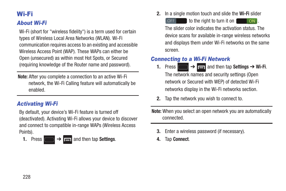 Wi-fi | Samsung SGH-T699DABTMB User Manual | Page 234 / 344