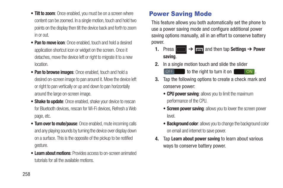 Power saving mode | Samsung SGH-T699DABTMB User Manual | Page 264 / 344