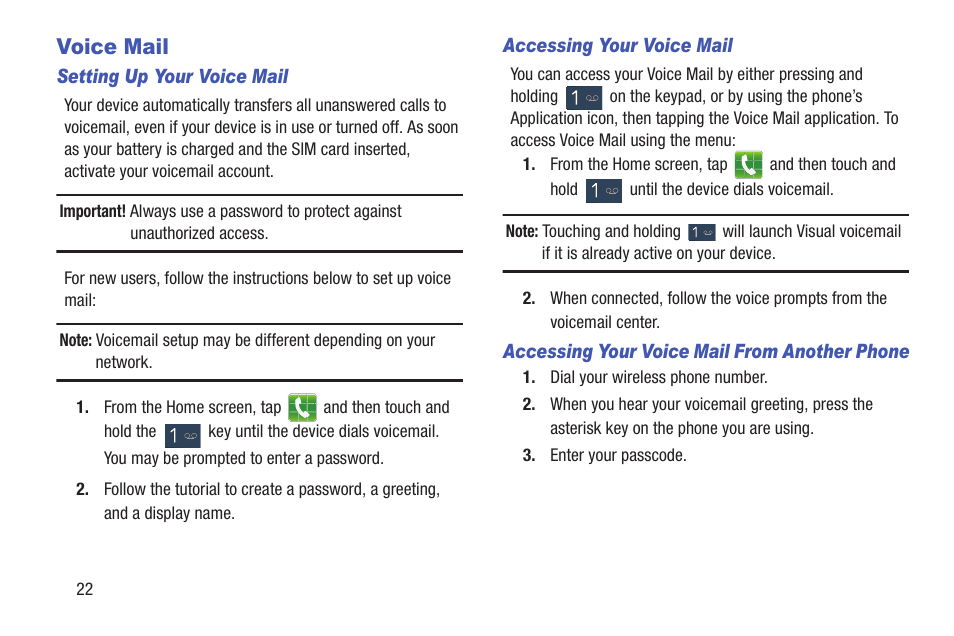 Voice mail | Samsung SGH-T699DABTMB User Manual | Page 28 / 344