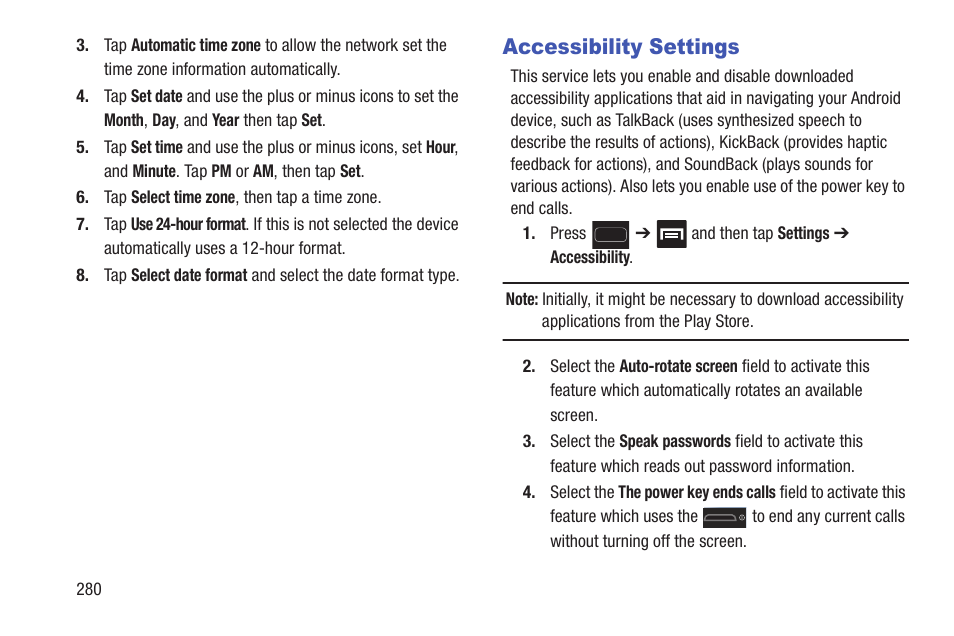 Accessibility settings | Samsung SGH-T699DABTMB User Manual | Page 286 / 344