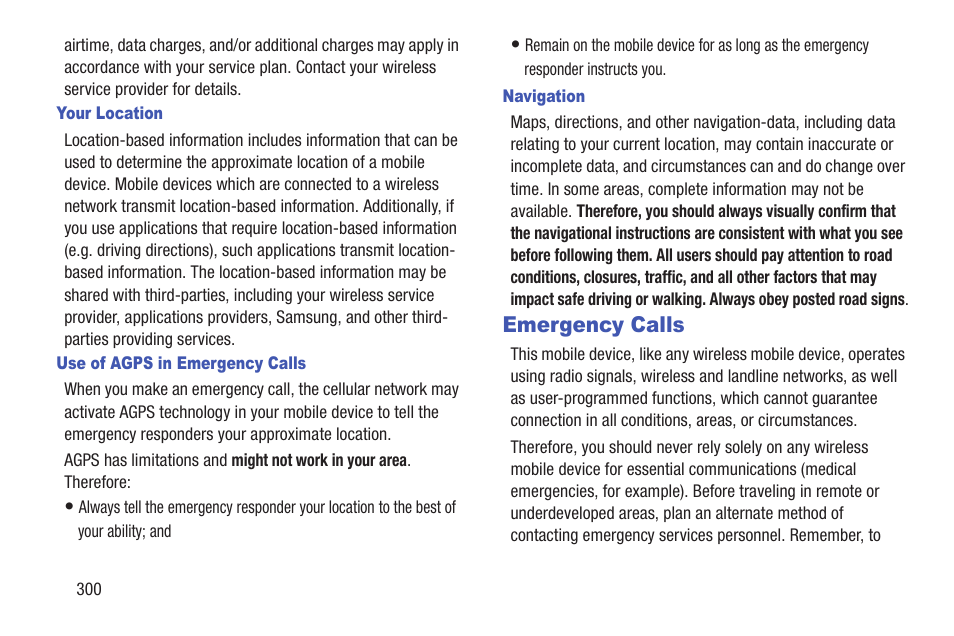 Emergency calls | Samsung SGH-T699DABTMB User Manual | Page 306 / 344