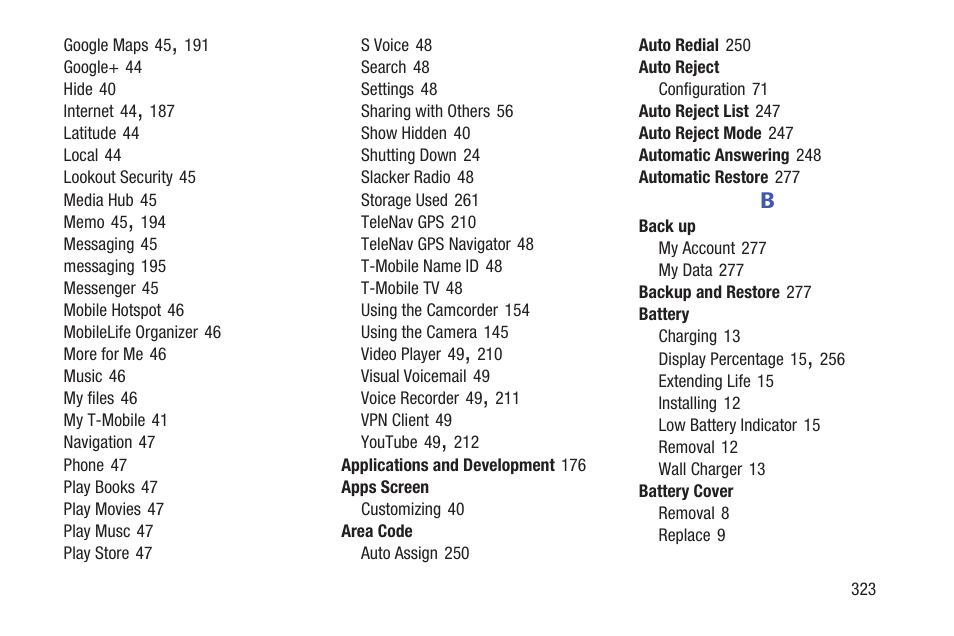 Samsung SGH-T699DABTMB User Manual | Page 329 / 344