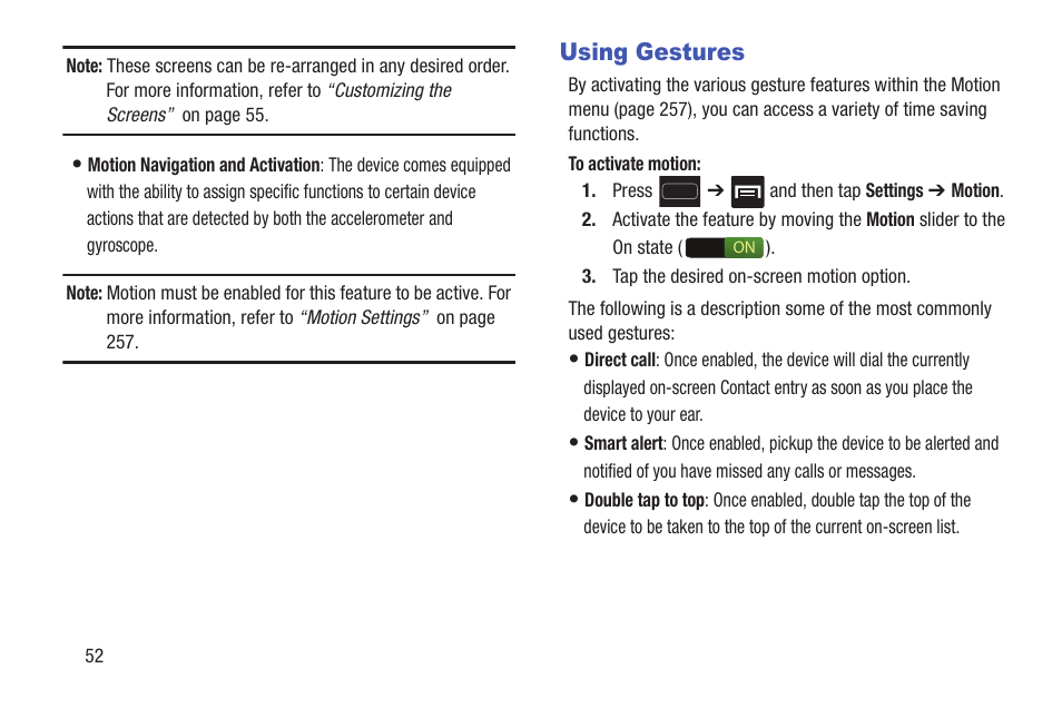 Using gestures | Samsung SGH-T699DABTMB User Manual | Page 58 / 344