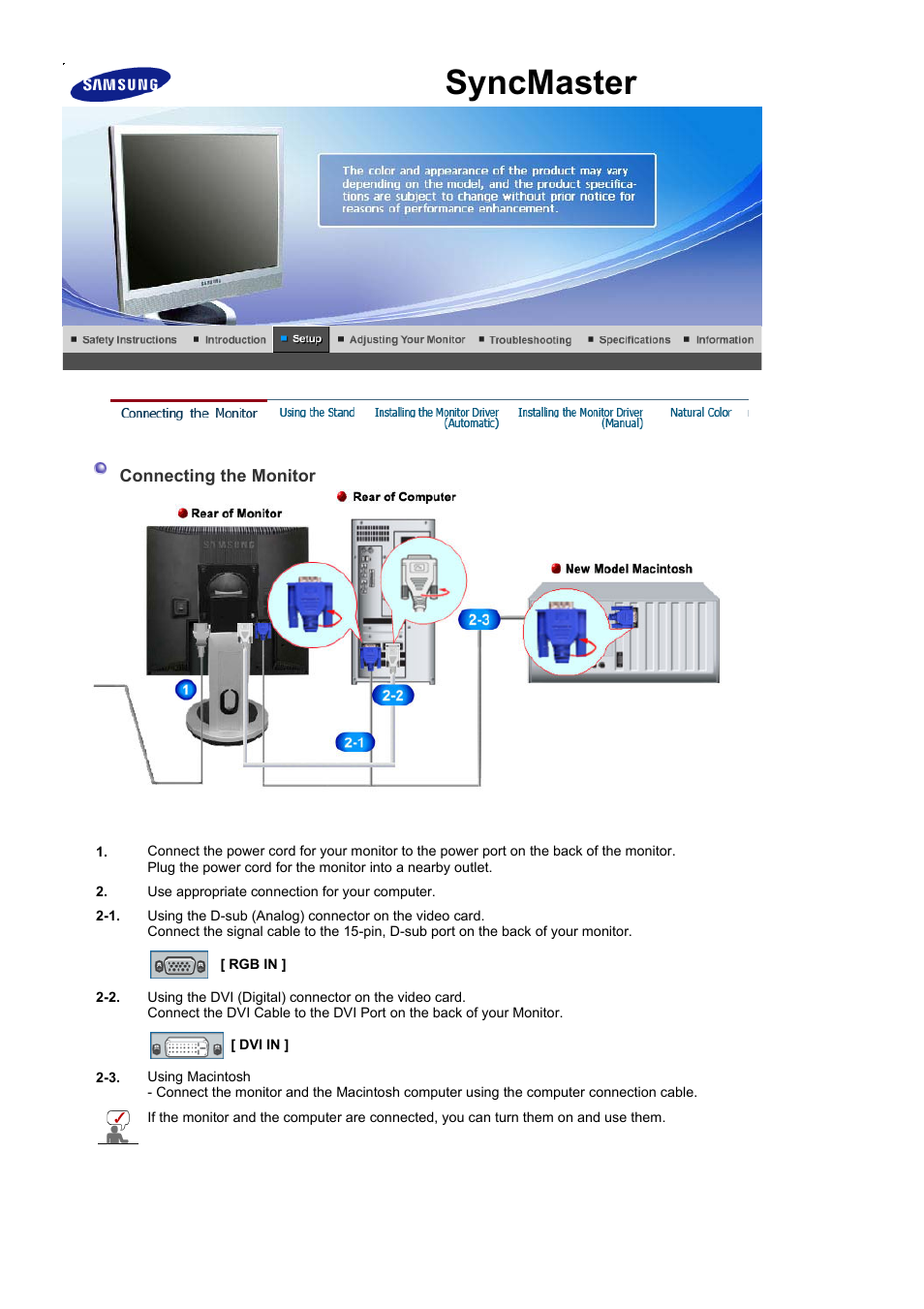 Syncmaster 713bm, Connecting the monitor | Samsung LS17MJSKS-XAA User Manual | Page 27 / 89