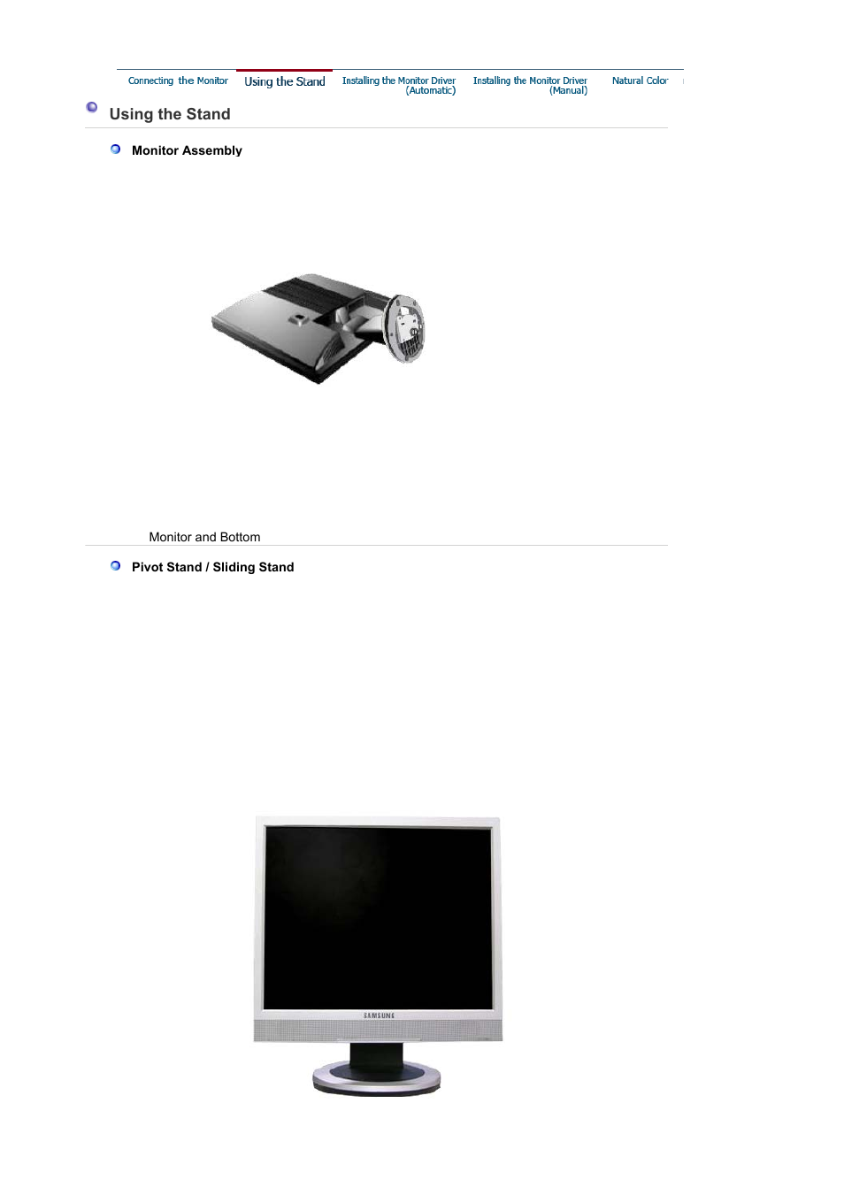 Using the stand | Samsung LS17MJSKS-XAA User Manual | Page 28 / 89