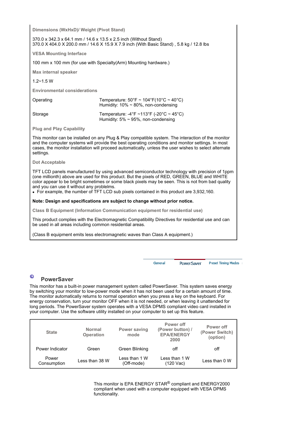 Powersaver | Samsung LS17MJSKS-XAA User Manual | Page 79 / 89