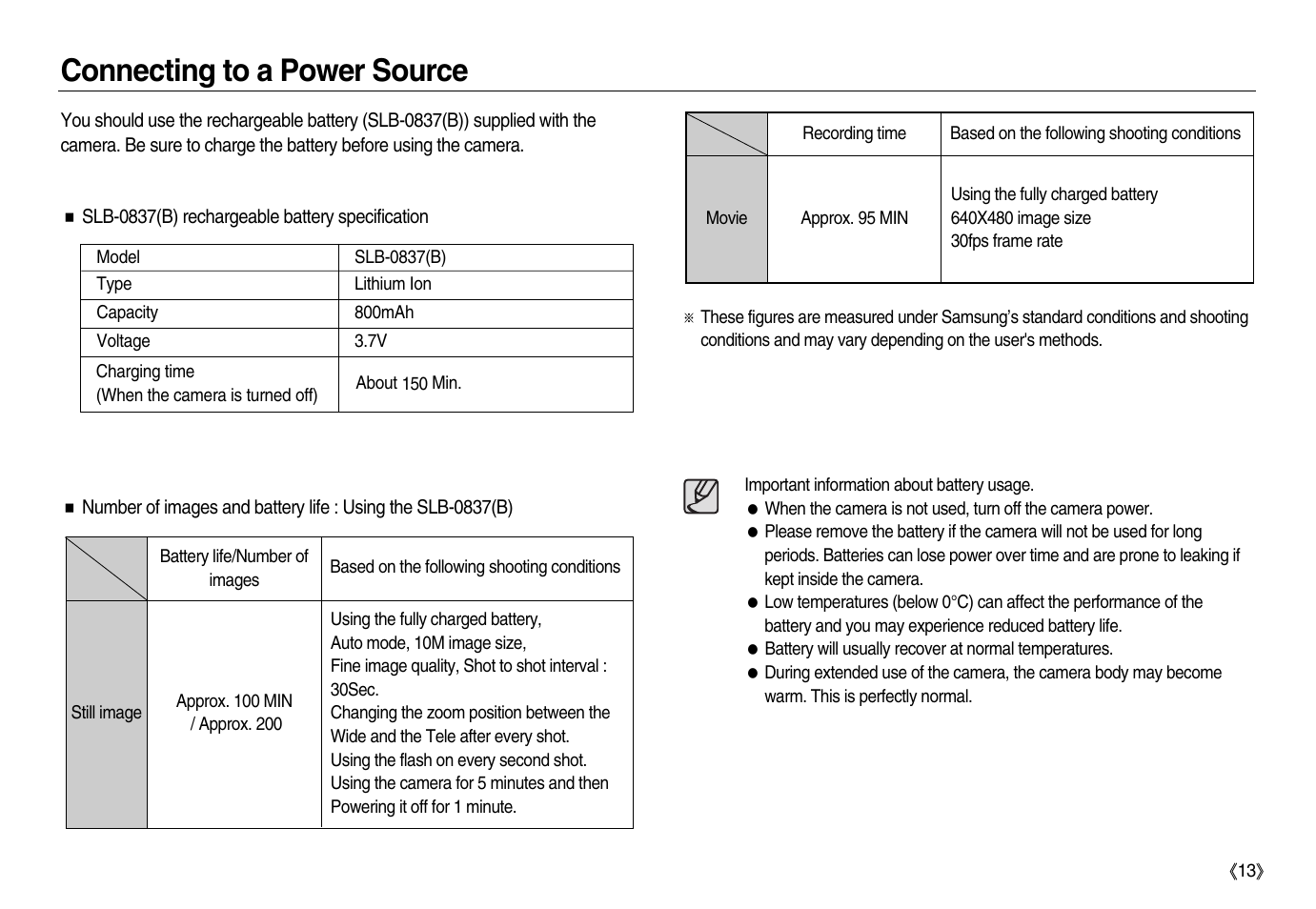 Connecting to a power source | Samsung EC-NV15ZBBA-US User Manual | Page 14 / 102