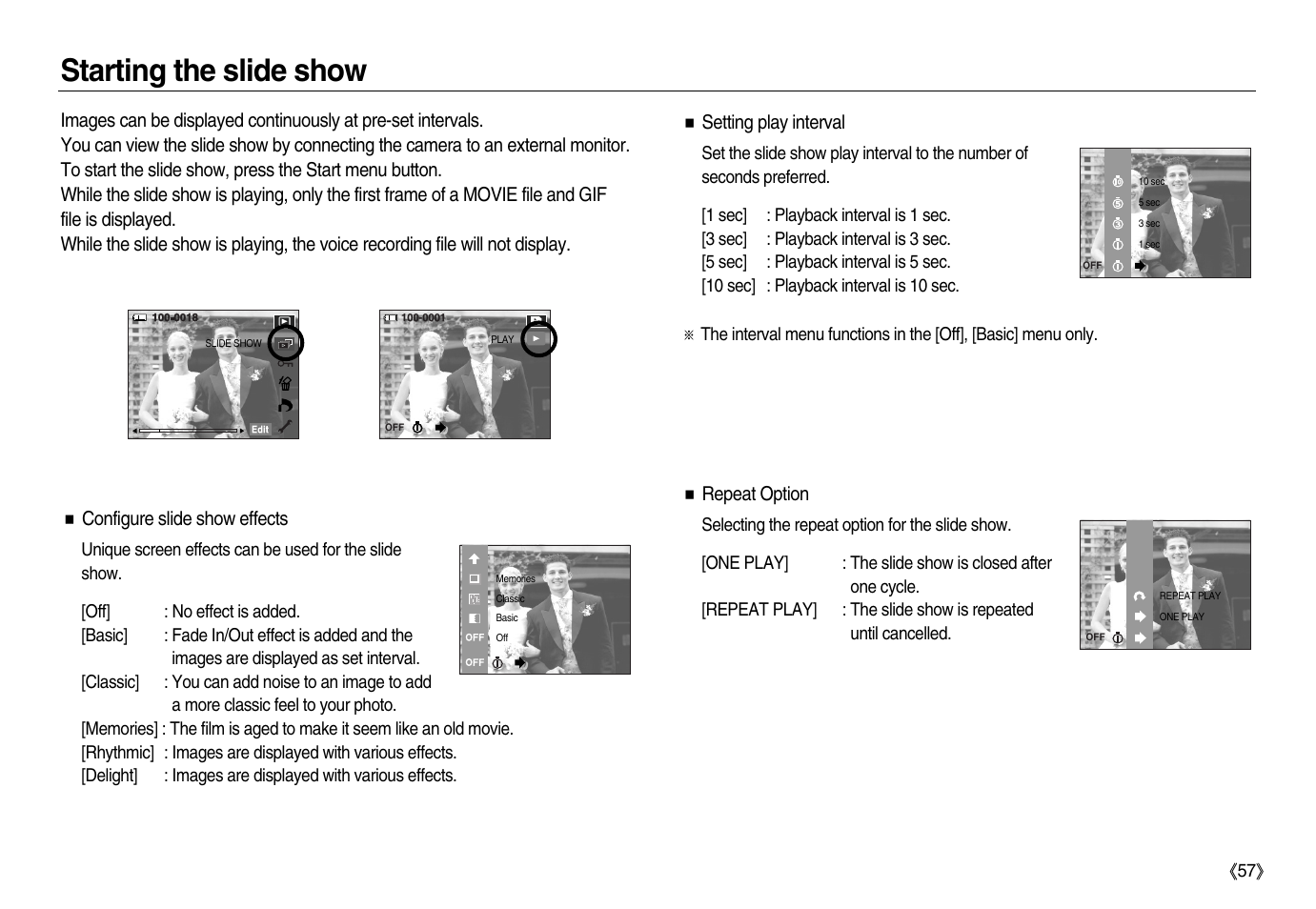 Starting the slide show | Samsung EC-NV15ZBBA-US User Manual | Page 58 / 102