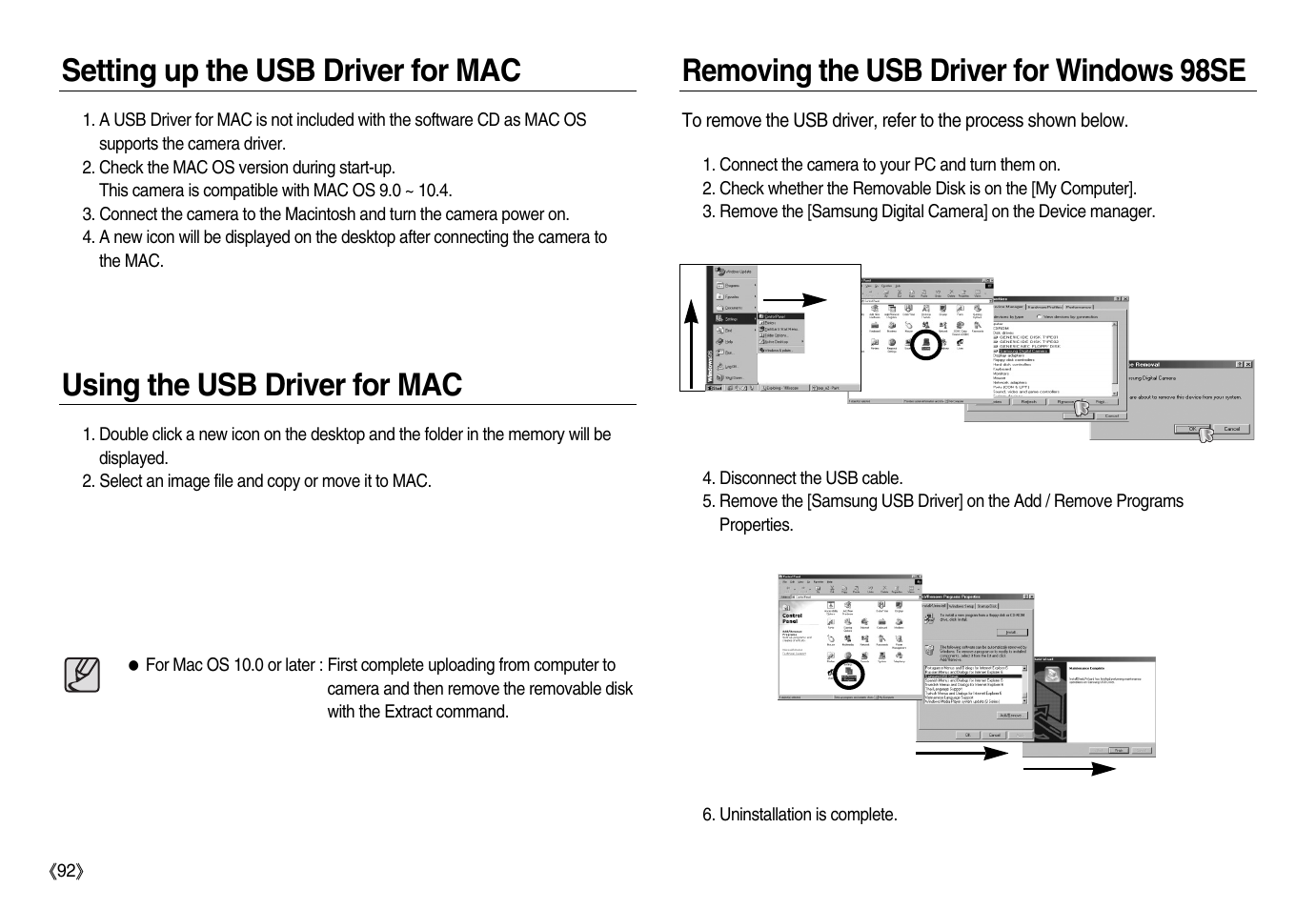 Setting up the usb driver for mac | Samsung EC-NV15ZBBA-US User Manual | Page 93 / 102