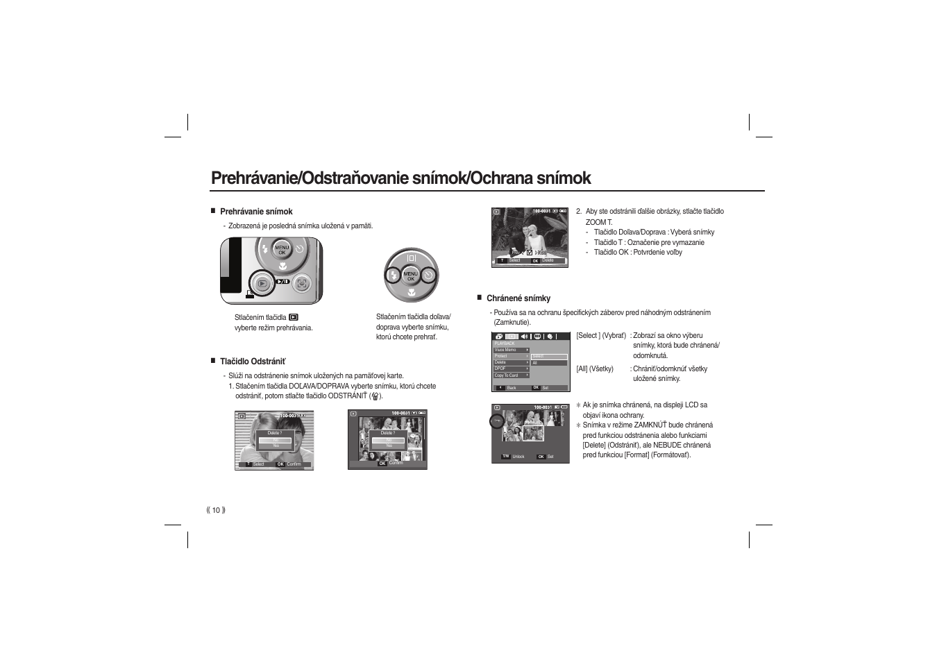 Prehrávanie/odstraňovanie snímok/ochrana snímok | Samsung EC-L100ZBBA-US User Manual | Page 107 / 162