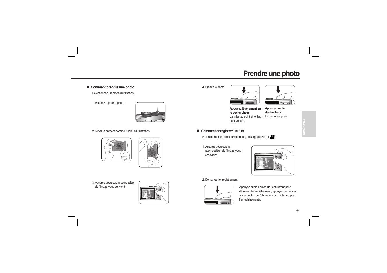 Prendre une photo | Samsung EC-L100ZBBA-US User Manual | Page 42 / 162