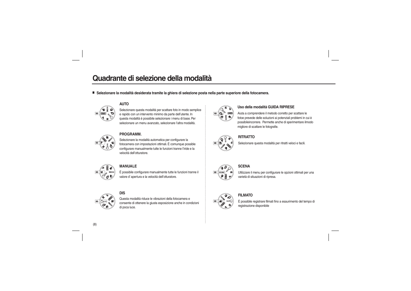 Quadrante di selezione della modalità | Samsung EC-L100ZBBA-US User Manual | Page 57 / 162