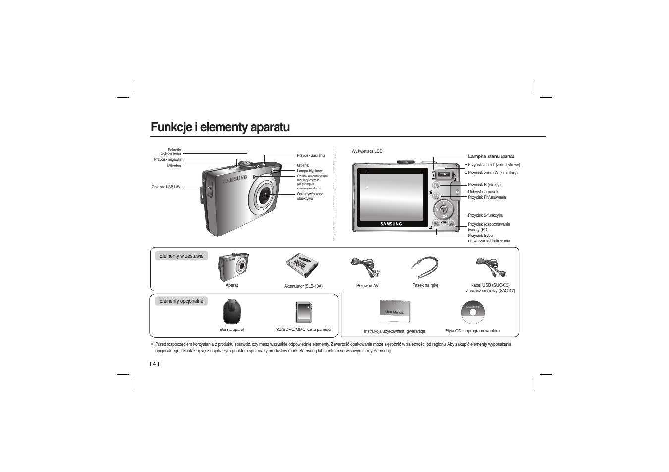 Funkcje i elementy aparatu | Samsung EC-L100ZBBA-US User Manual | Page 69 / 162