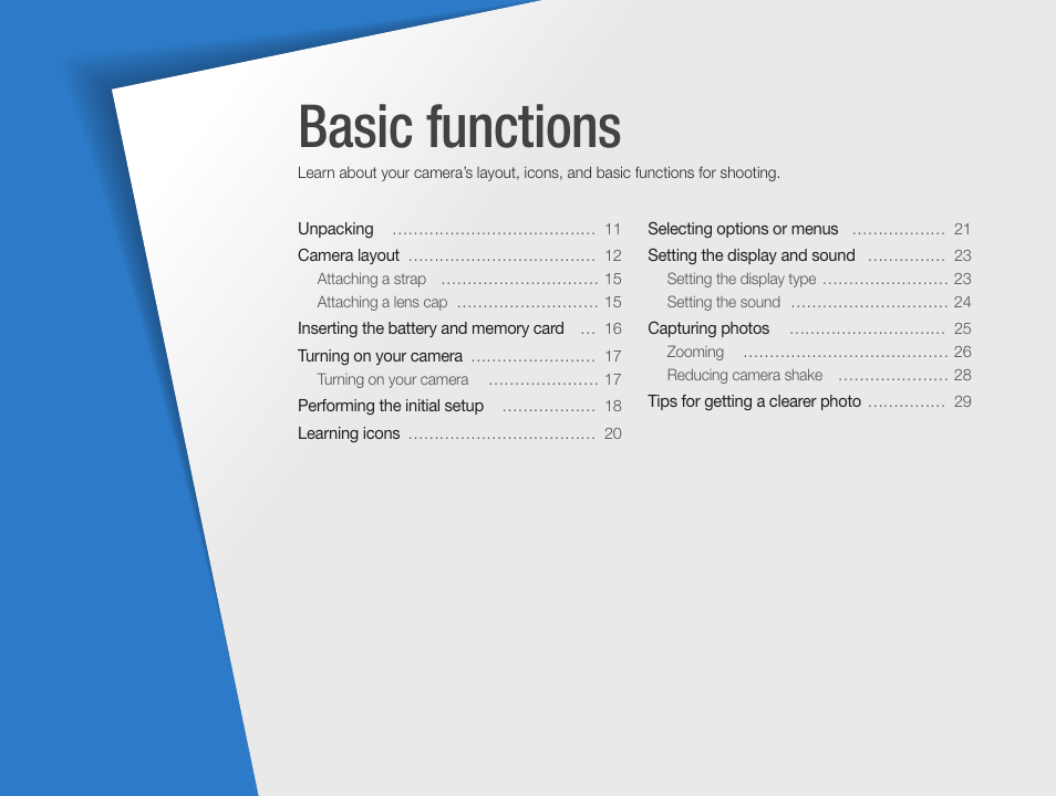 Basic functions | Samsung EC-WB100ZBABUS User Manual | Page 11 / 125